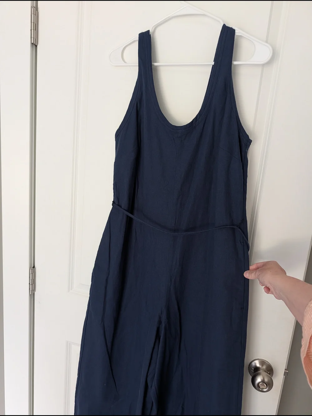 Banana Republic Navy Linen-Blend Jumpsuit